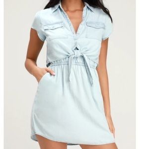 Jack By Bb Dakota Revolve Washed Out Chambray Shirt Dress Sz XS casual on trend
